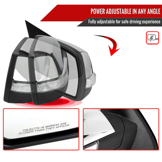 2014-2018 Chevrolet Silverado/GMC Sierra Chrome Power Adjustable, Auto-Fold, & Heated Side Mirror w/ LED Turn Signal & Puddle Light - Passenger Side Only