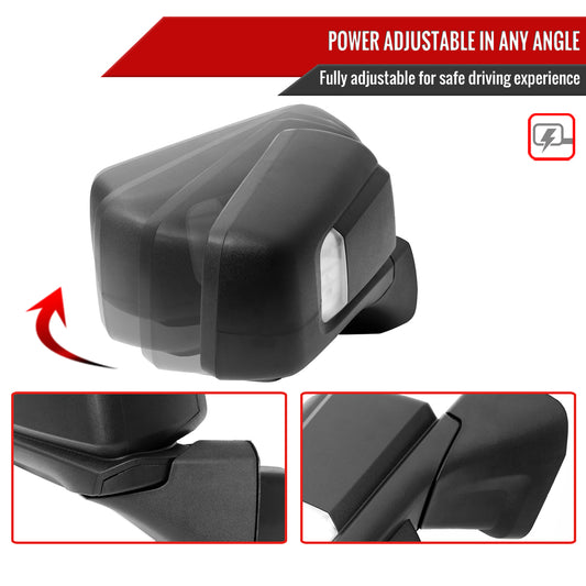 2019-2026 Chevrolet Silverado 1500 Black Power Adjustable, Auto-Fold, BSD & Heated Side Mirror w/ LED Puddle and Auxiliary Light - Passenger Side Only