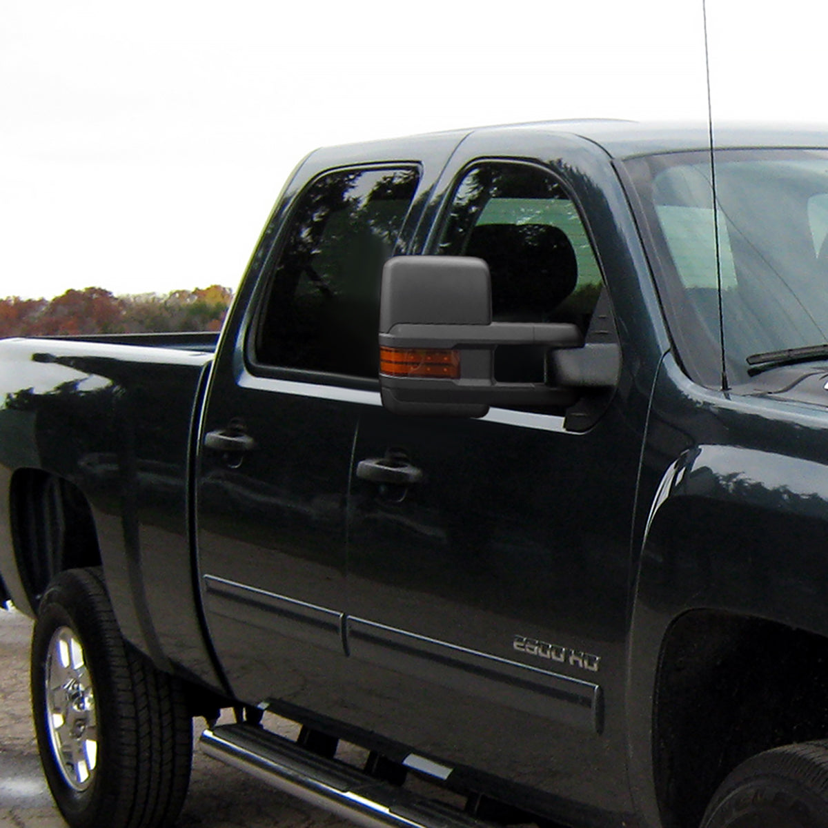 2007-2014 Chevrolet Silverado/Suburban/Avalanche/Tahoe GMC Sierra/Yukon/Yukon XL Power Heated Towing Mirrors w/ Amber Lens LED Turn Signal & Clearance Lights