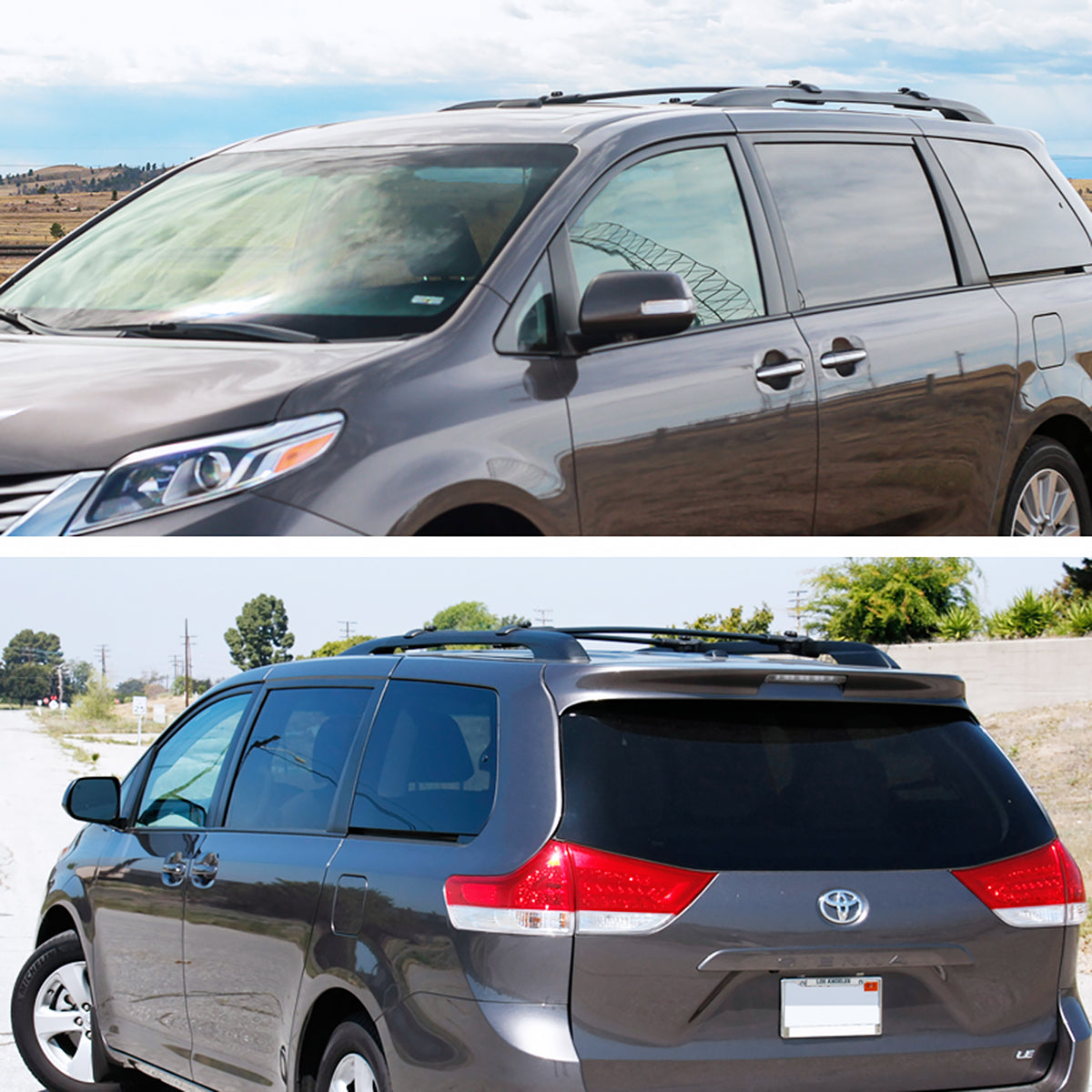 2011-2017 Toyota Sienna Aluminum Roof Top Cross Bars (Black)