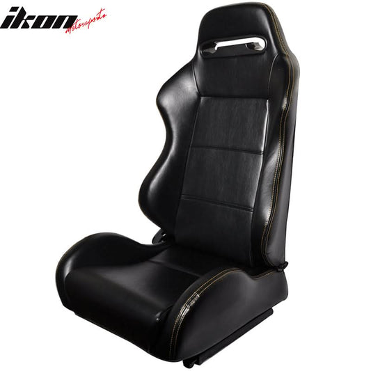 PVC BLK JDM Racing Seats Yellow Stitch Fits Honda(Pair)