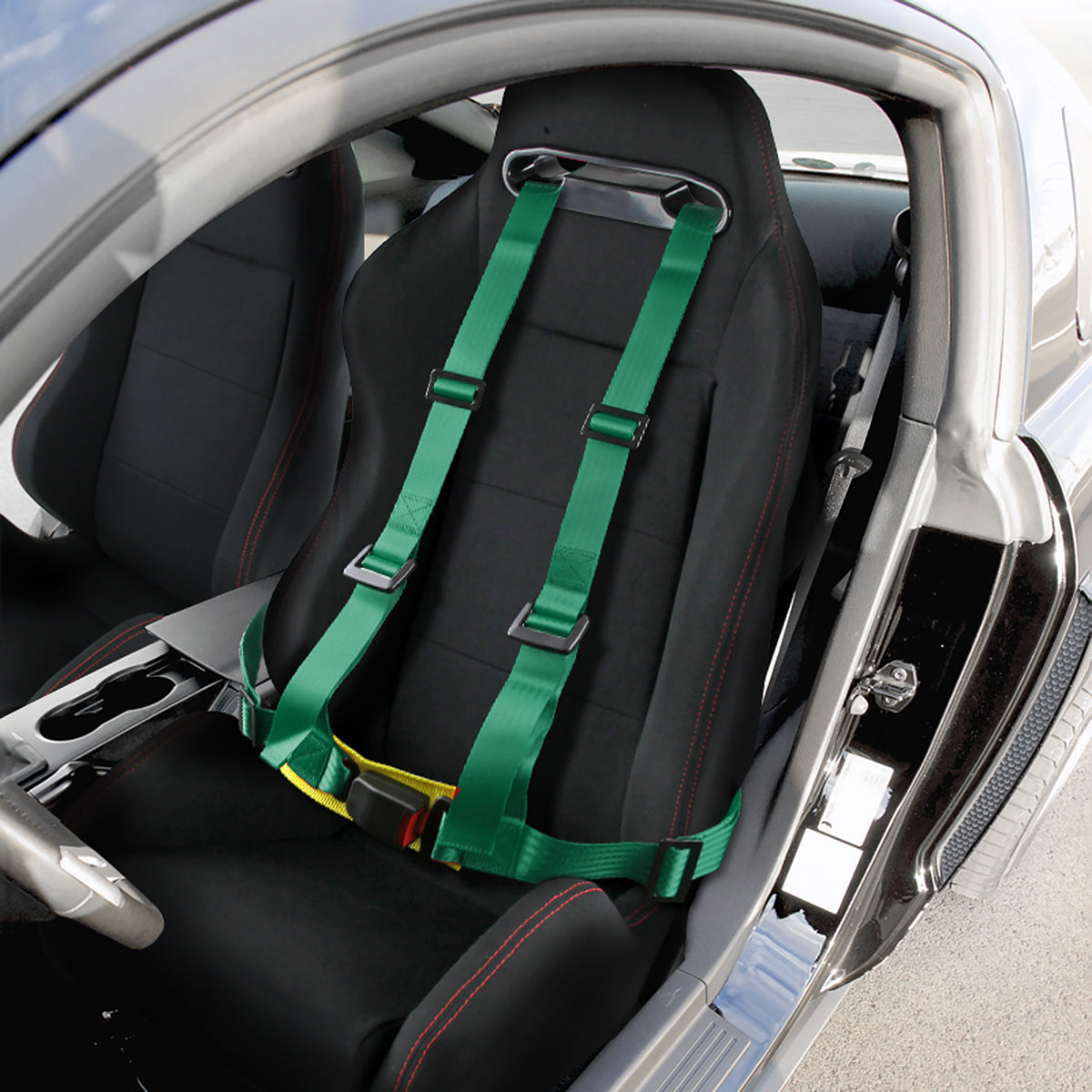 Universal Green 4 Point Racing Seat Belt Buckle Safety Harness