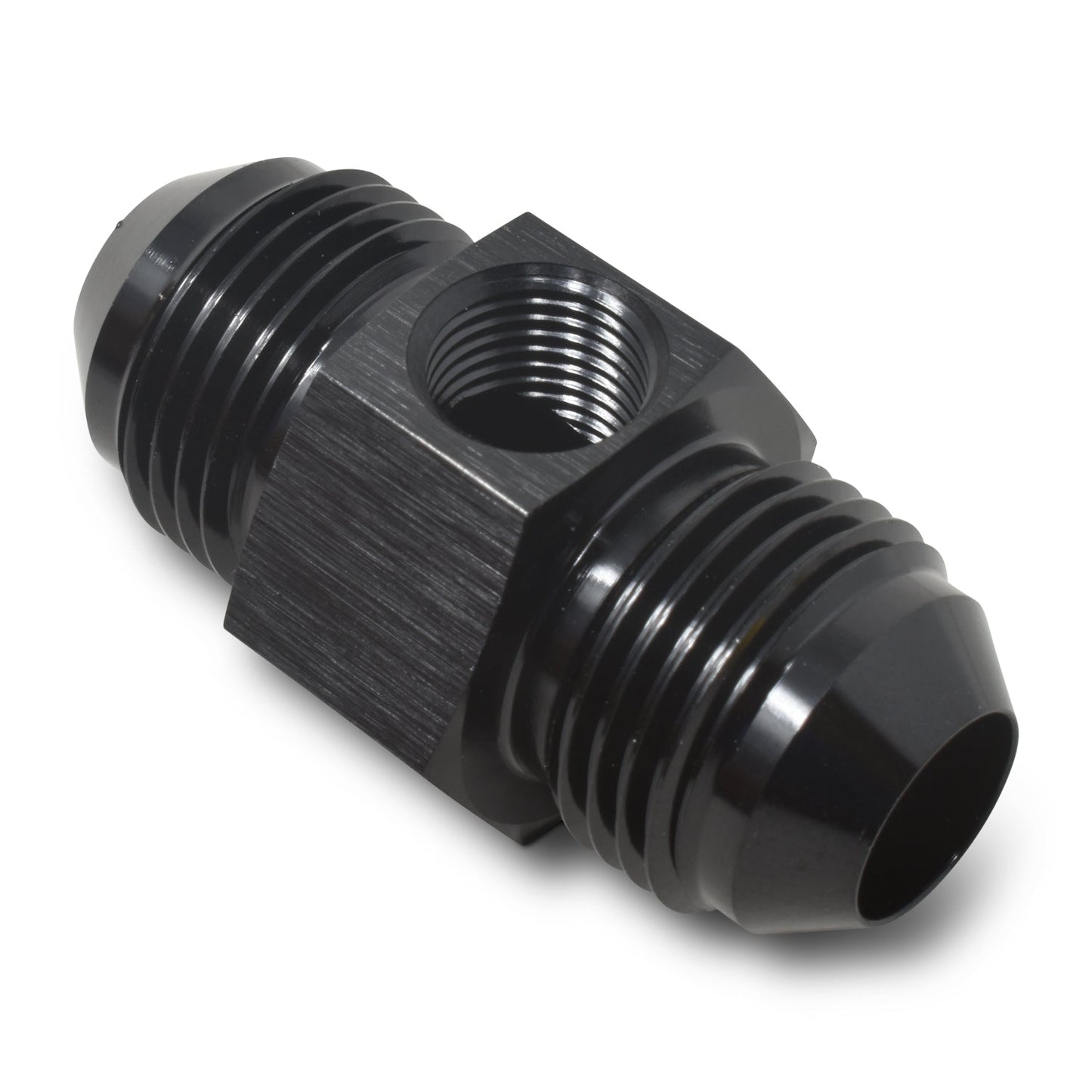 8AN Flare Union M to M 1/8 Gauge Port Black