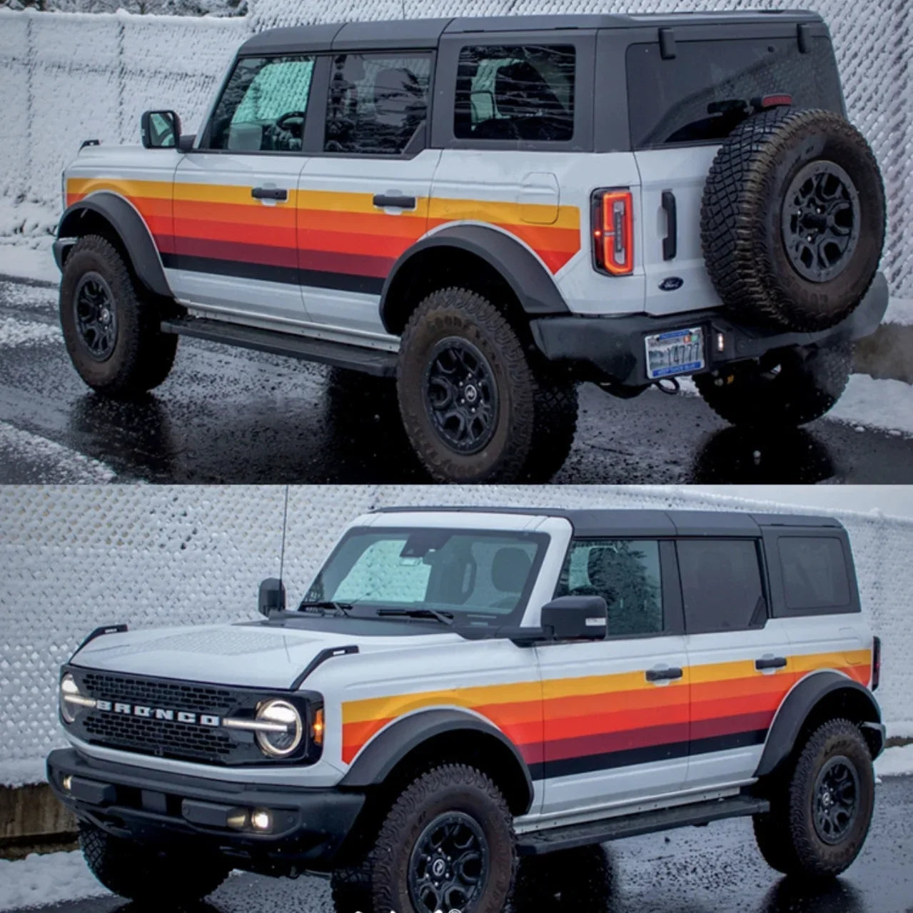 Retro Sunset Orange Waistline Stripe Decal for Ford Bronco | Custom Precut Vinyl Overlay