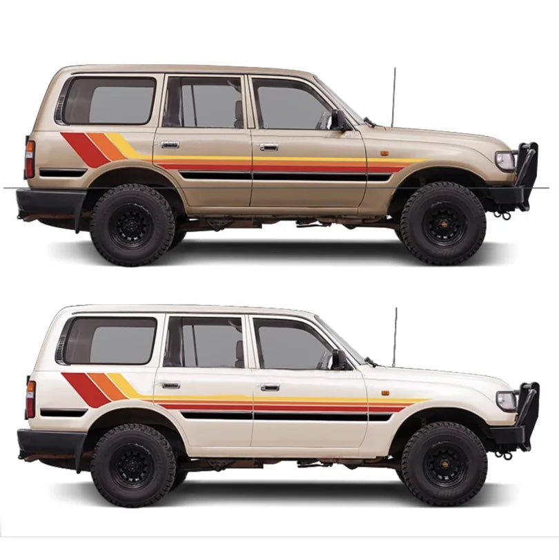Tri-Color Waistline Stripe Decal for Toyota Land Cruiser 80 LC80 (1994–1997) | Blackout Vinyl Graphics
