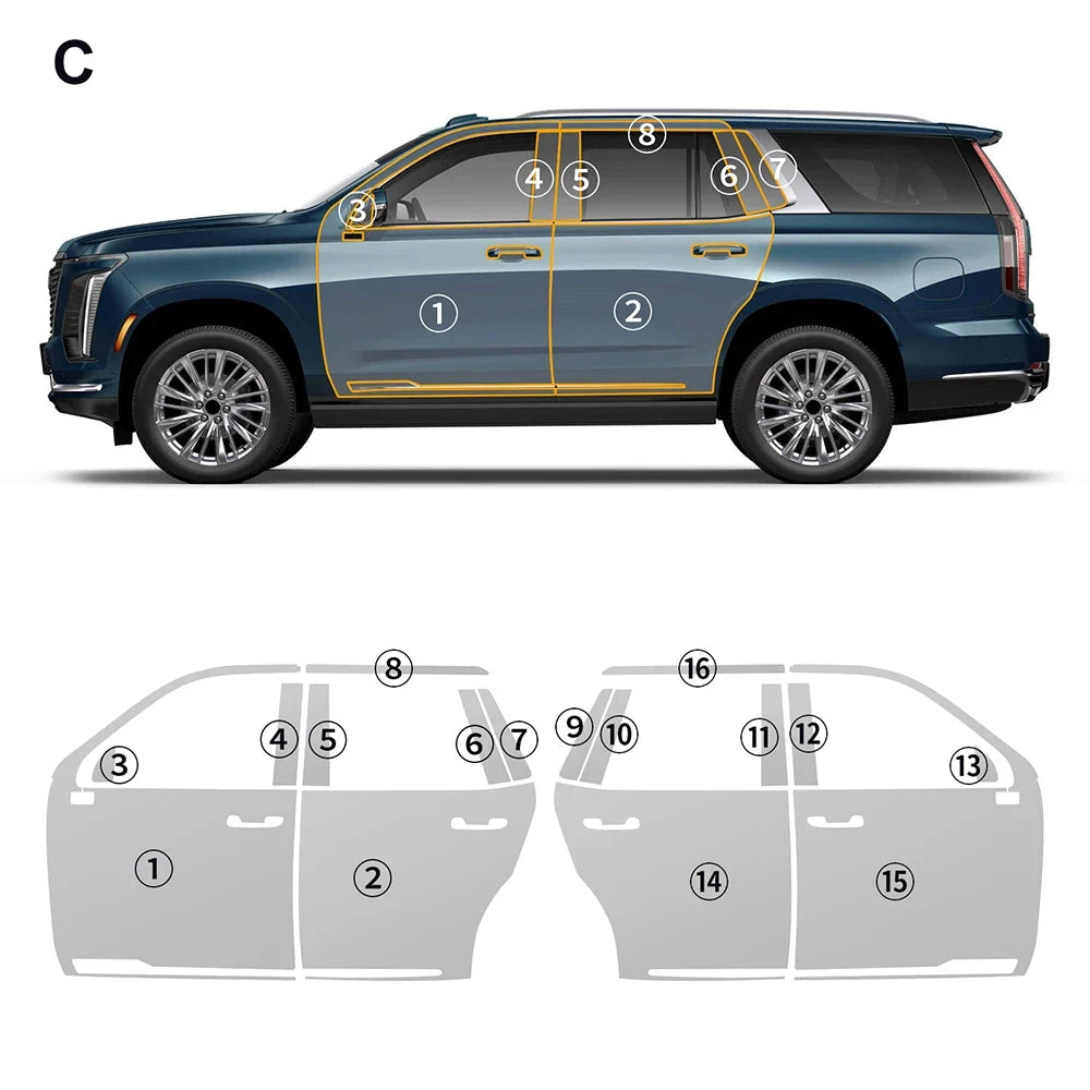 Precut PPF for Cadillac Escalade (2025+) | TPU Paint Protection Film Clear Bra