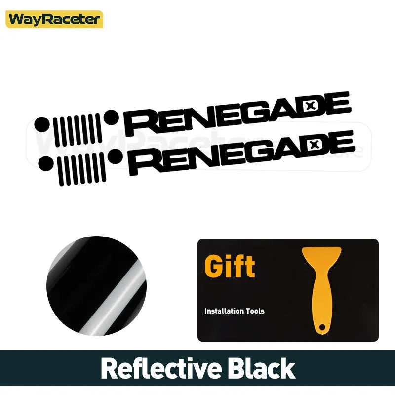 Jeep Renegade Hood & Fender Reflective Decal Kit – Grill Graphic Vinyl | Trailhawk, Sport (2 Pcs)