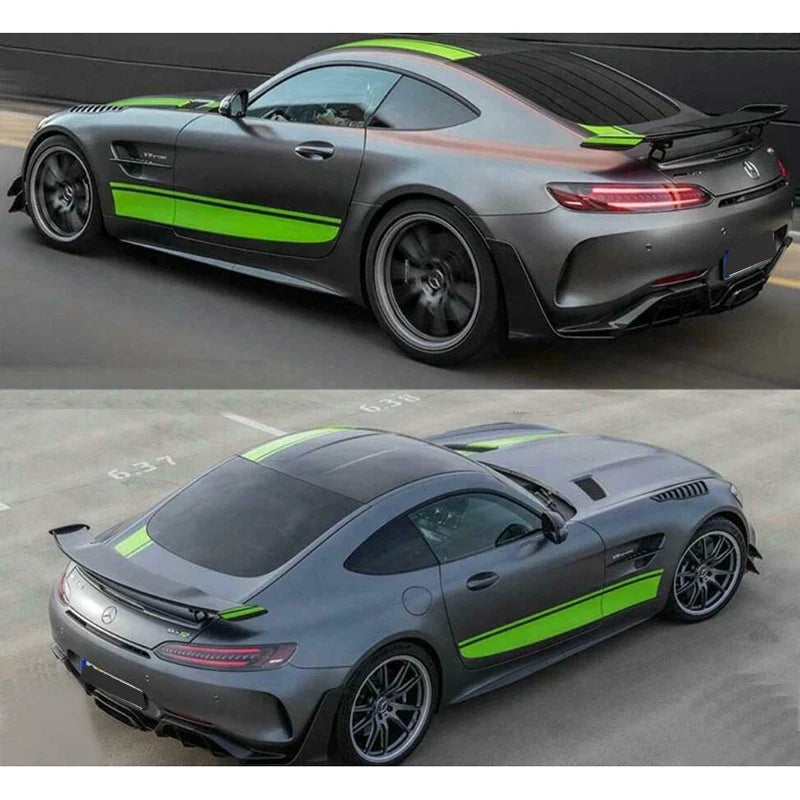 AMG Racing Hood Stripe & Waistline Decal for Mercedes-Benz AMG GTR / GTS / C63 | Green Vinyl Graphics
