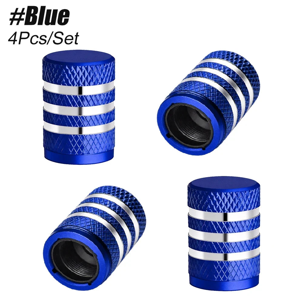 4PCS Metal Tire Valve Stem Caps with Plastic Liner | Leak-Proof, Corrosion Resistant