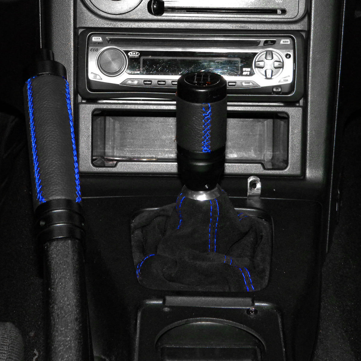 1992-2001 Honda Civic/Del Sol Acura Integra Black Suede JDM Manual Shift Boot w/ Blue Stitching