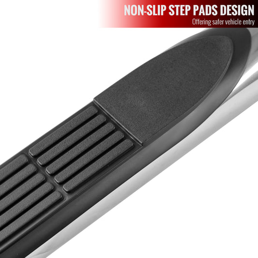 2015-2021 Ford F-150/F-250/F-350/F-450/F-550 Crew/SuperCrew Cab 3" Chrome Stainless Steel Side Step Nerf Bars