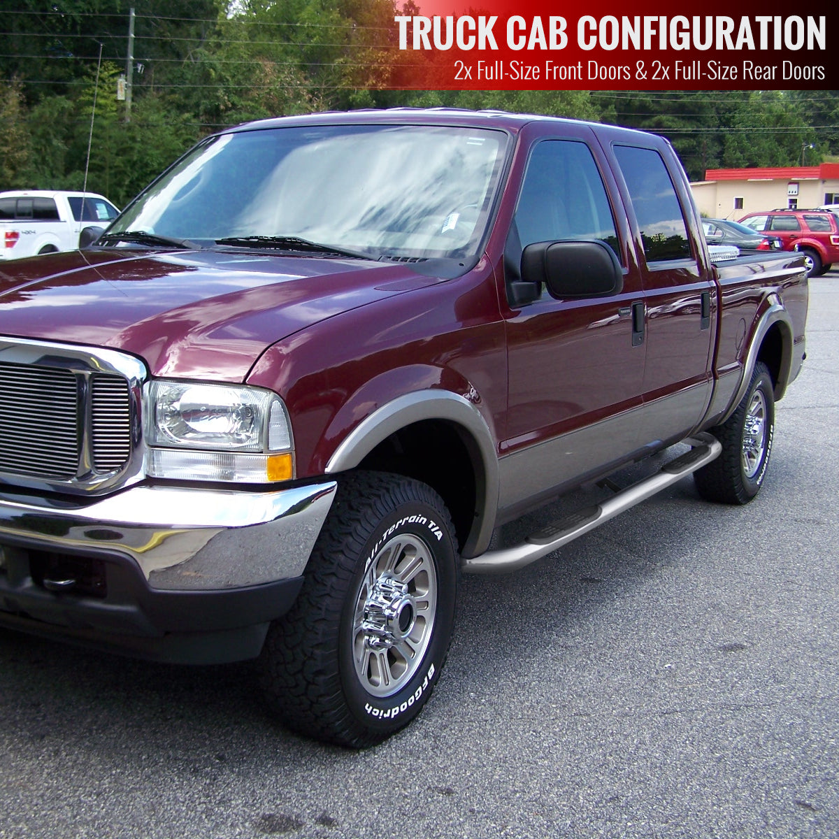 1999-2016 Ford F-250/F-350/F-450/F-550 SuperCrew 3" Chrome Stainless Steel Side Step Nerf Bars
