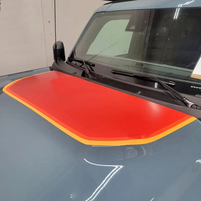 Retro Sunset Hood & Waistline Stripe Decal for Ford Bronco (2021–2023) | Custom Vinyl Wrap Graphics