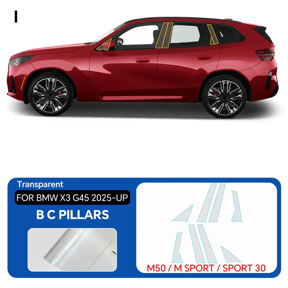 Precut PPF for BMW X3 G45 / M50 / M Sport (2025+) | TPU Headlight, Mirror & Pillar Protection