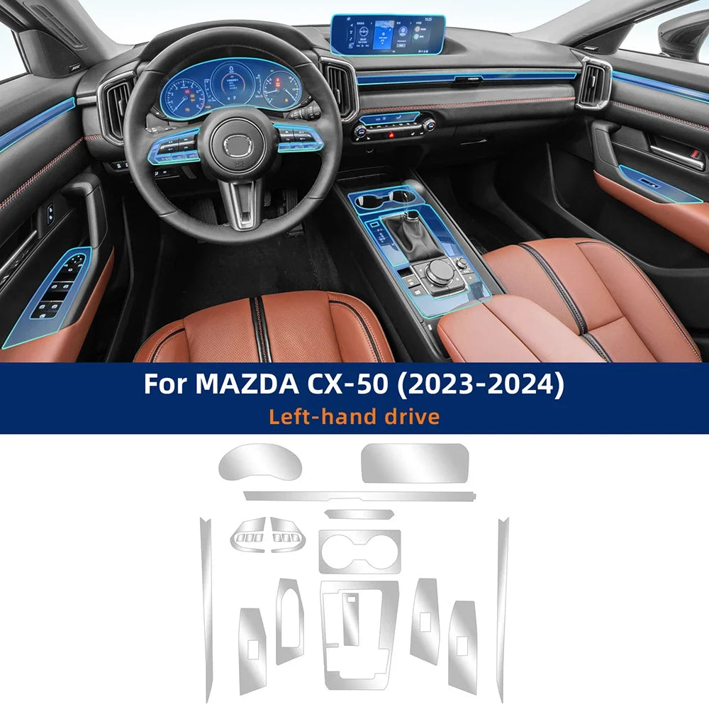For Mazda CX-50 2023 2024 TPU Center Console Dashboard Protector Film