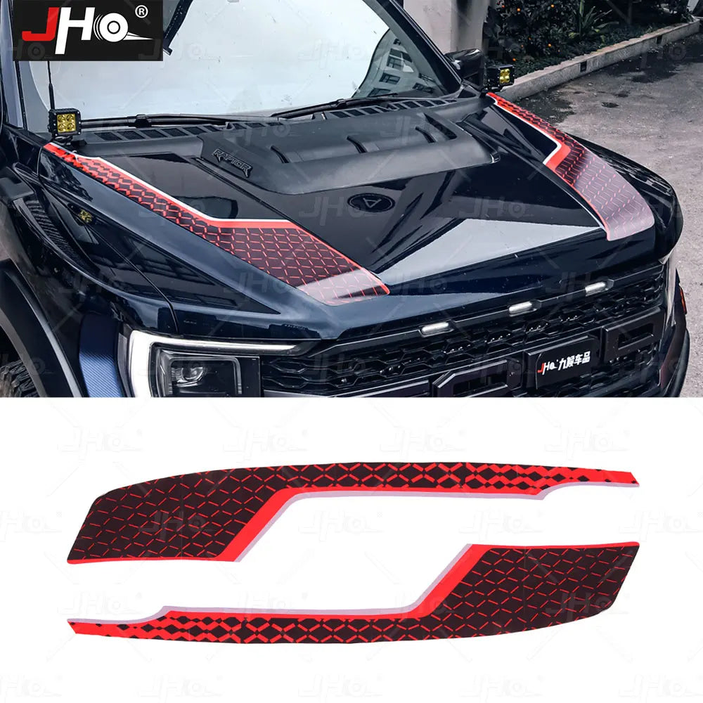 JHO Carbon Grain Front Bonnet & Side Hood Stripe for Ford F-150 Raptor | Engine Vinyl