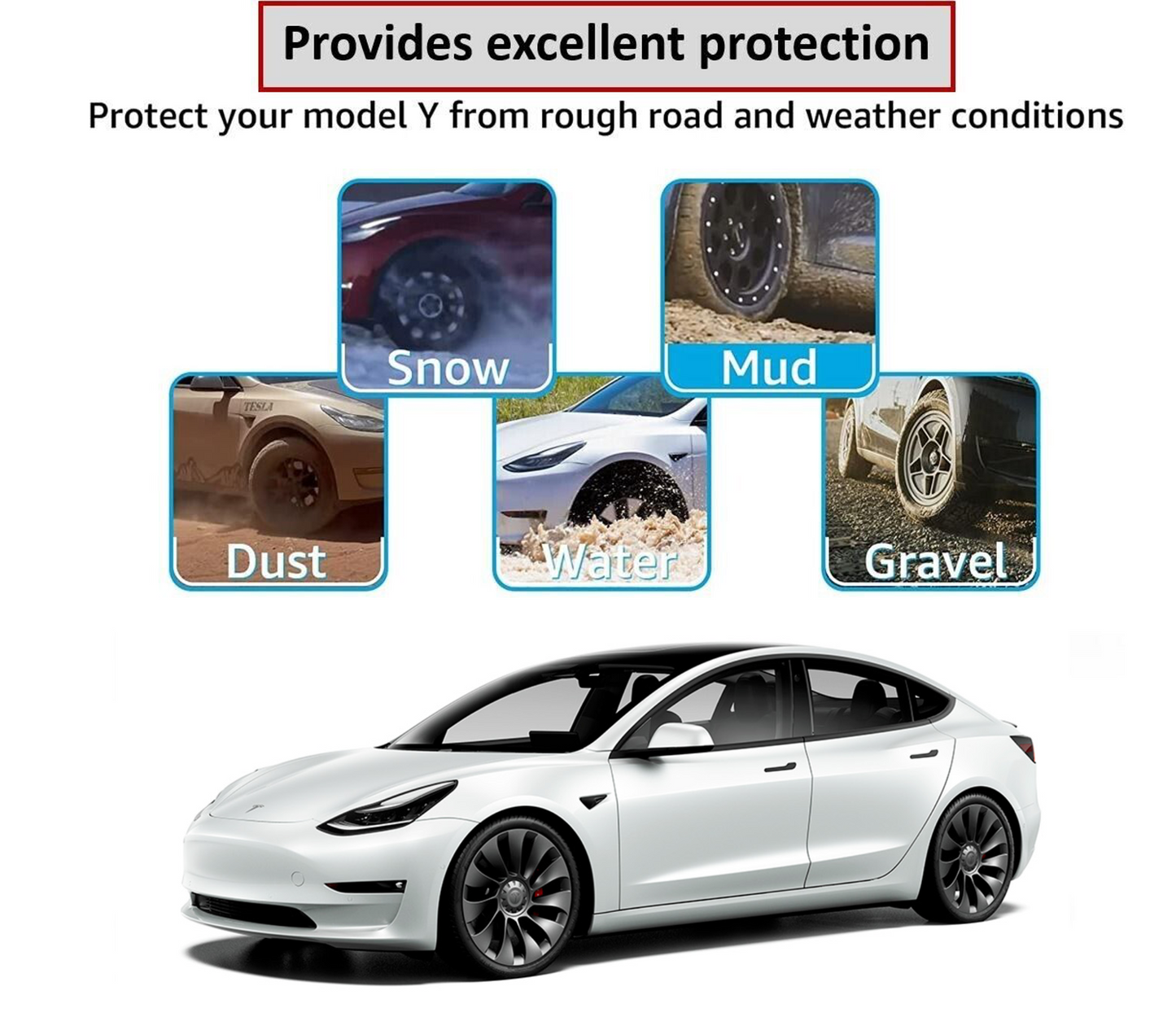 Model 3 Tesla Mud Flaps Splash Guards Winter Vehicle Protection No Holes 4 Pcs