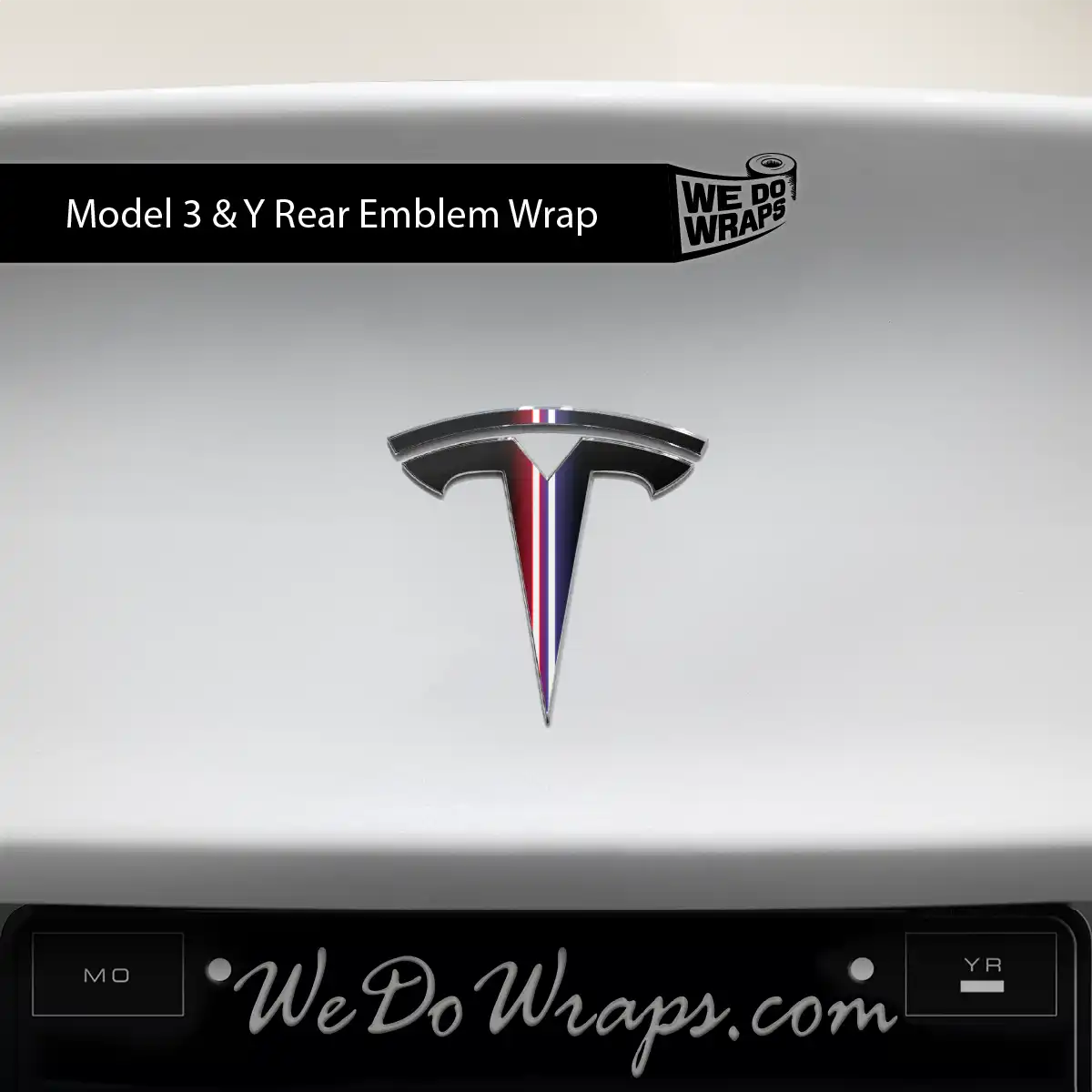 Side by Side Laser Sword Tesla Emblem Decals (Front + Back) | Model 3