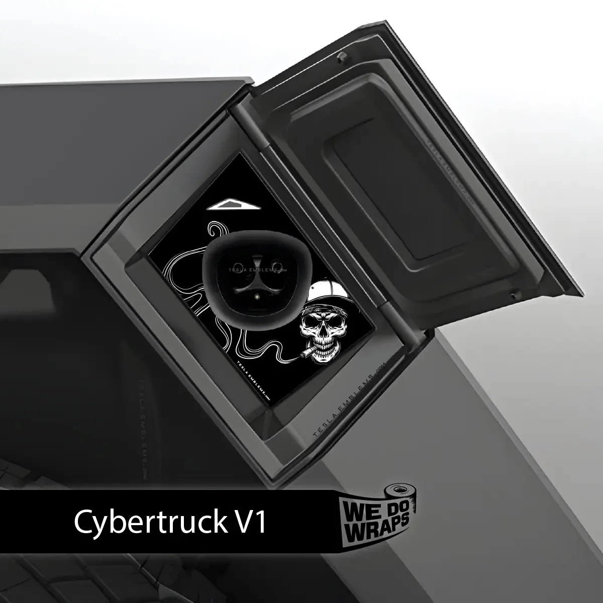 Smoking Skull Art Tesla Charge Port Wrap | Cybertruck