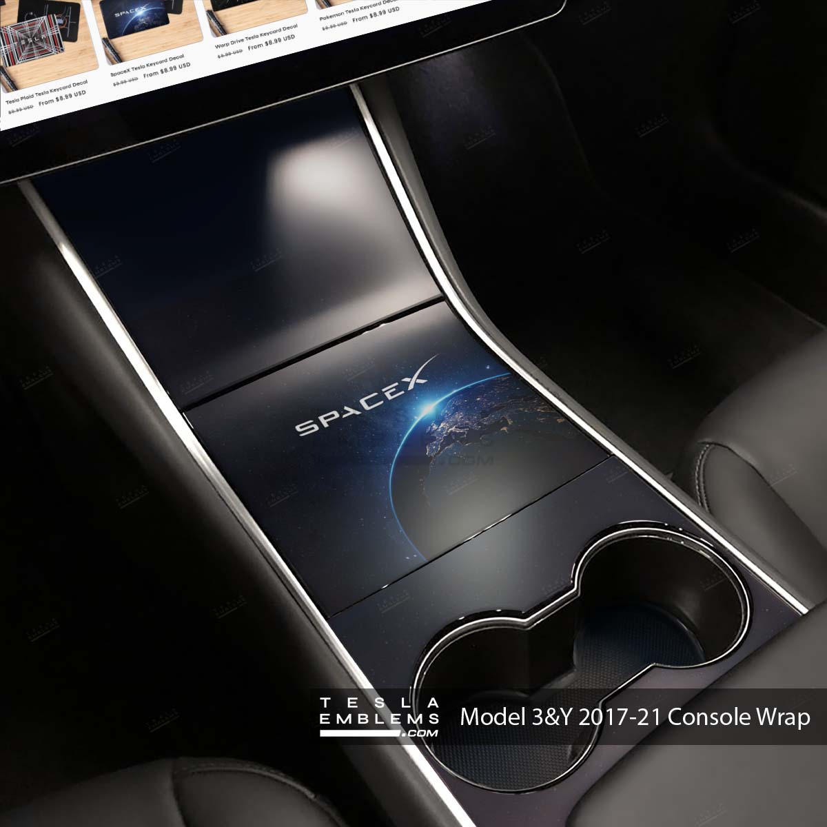 Space X | Tesla Center Console Wrap Kit | Model 3 ’17-20