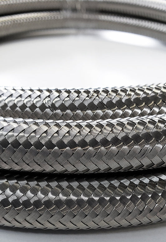 -10AN Stainless Steel Braided Flex Hose with Reinforced Rubber Liner - 5 Foot Length