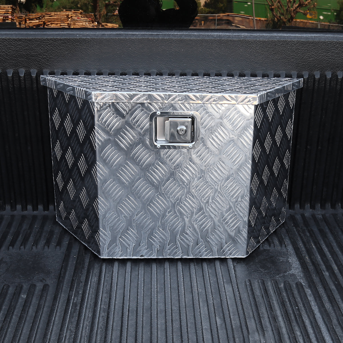 Universal 15~28" Heavy Duty Silver Aluminum Truck Trailer Tongue Tool Box w/ Lock & Keys