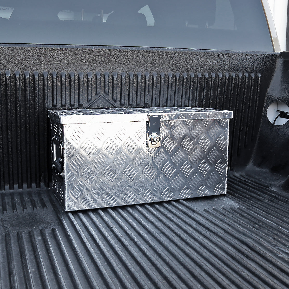 Universal 24" Heavy Duty Silver Aluminum Truck Tool Box w/ Side Handles, Lock, & Keys