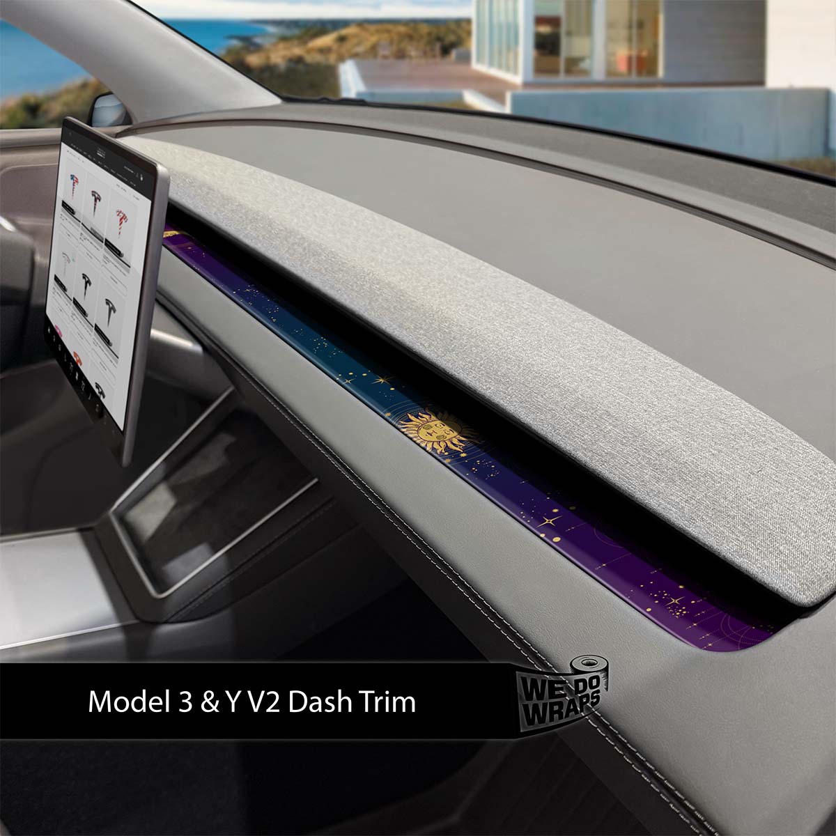 Tarot Sun and Moon Tesla Dash Trim Wrap | Model Y 2026