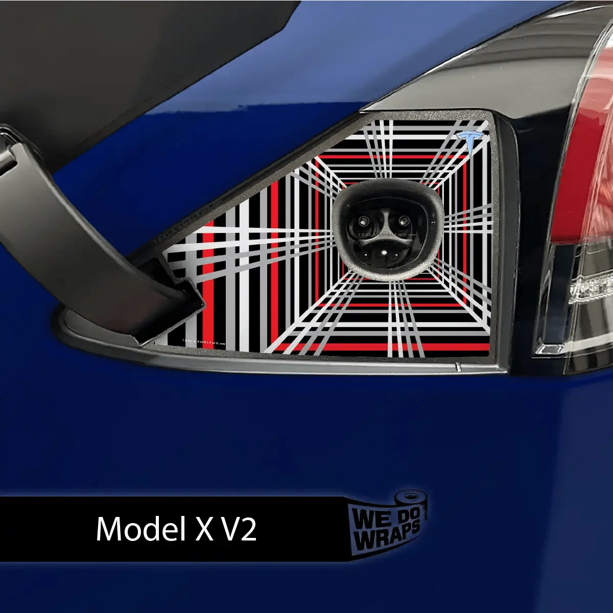 Plaid Performance Mode Tesla Charge Port Wrap | Model X