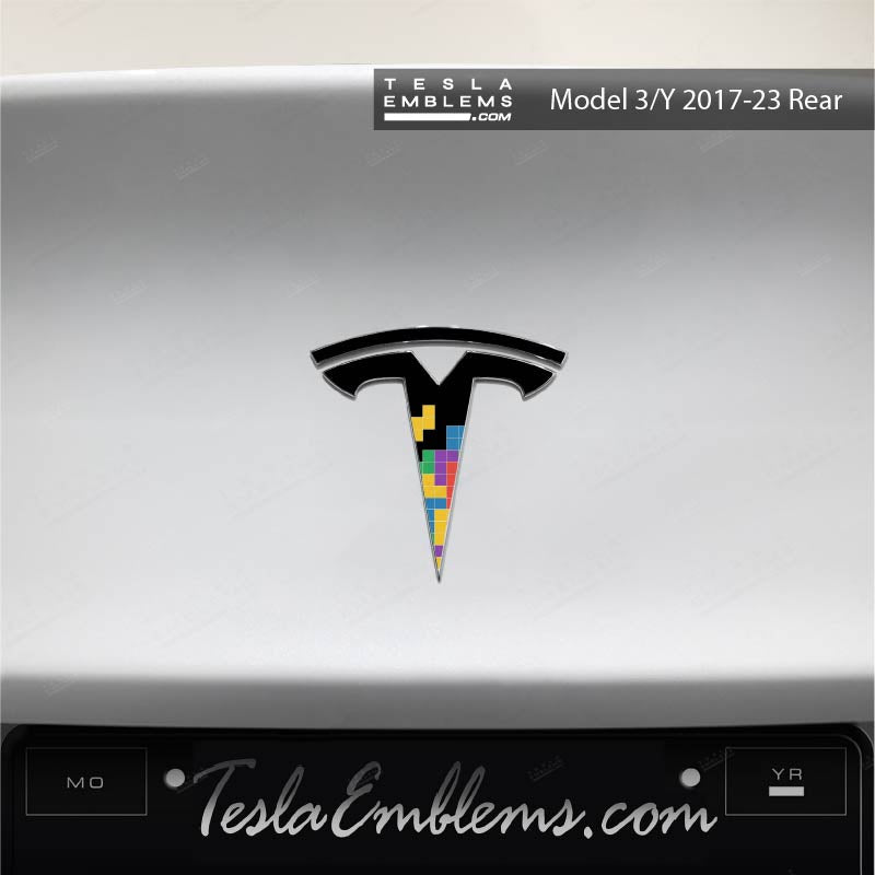 Tetromino Tesla Emblem Decals (Front + Back) | Model 3