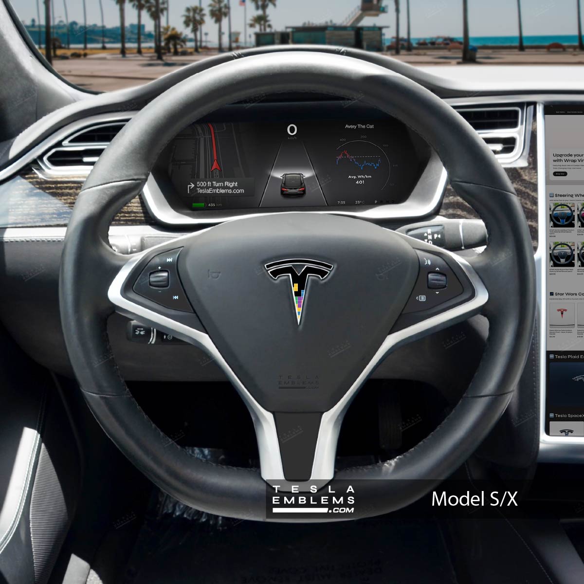 Tetromino Tesla Steering Wheel Emblem Decal | Model S