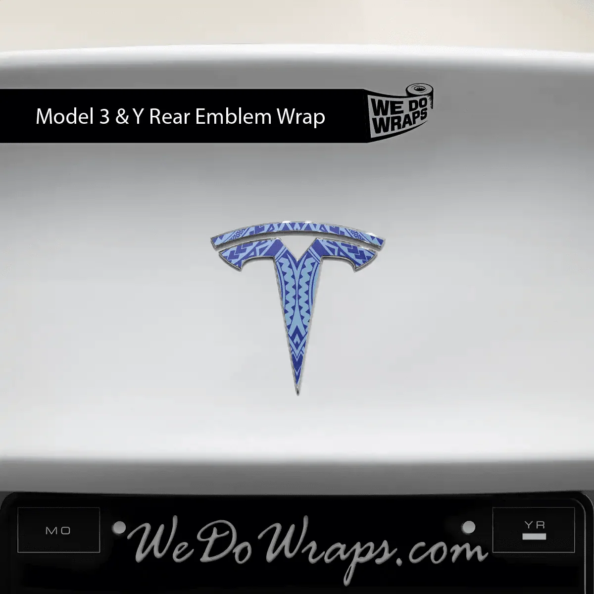 Tatau Tribal Pattern Tesla Emblem Decals (Front + Back) | Model 3