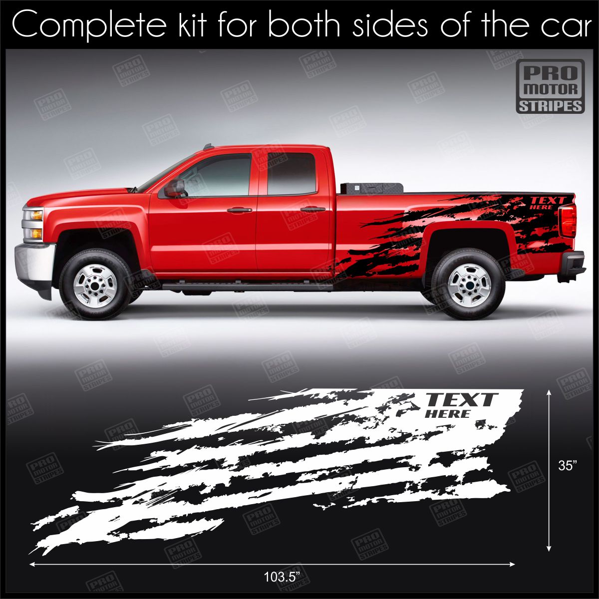 Universal Rear Quarter Tattered Stripes Side Accent Decals For Truck or SUV