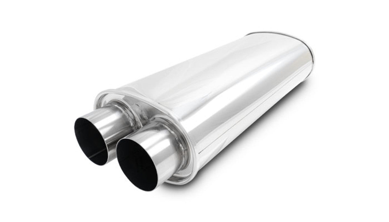MUFFLER OVAL SS 3IN DUAL OFFSE