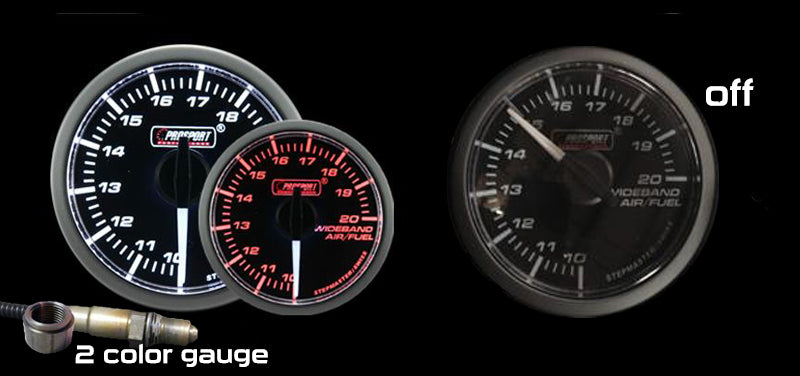 2-1/16" Wideband Premium White Pointer Clear Lens Air Fuel Ratio kit-Amber/White