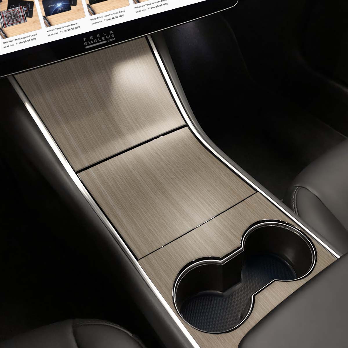 White Birch Woodgrain | Tesla Center Console Wrap Kit | Model 3 ’17-20