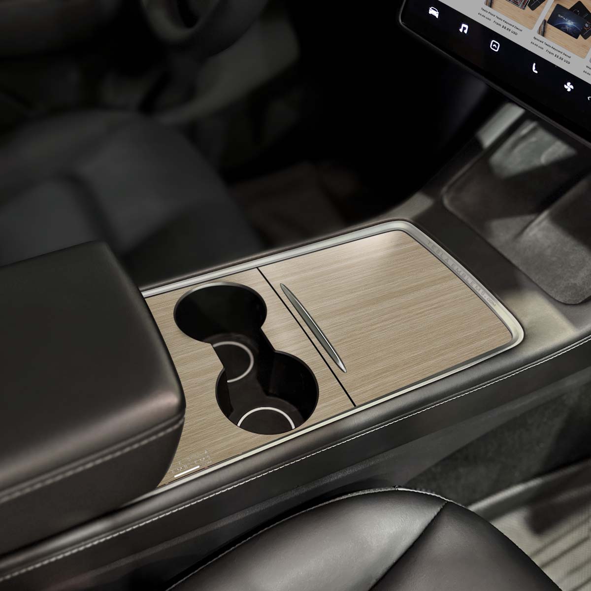 White Birch Woodgrain | Tesla Center Console Wrap Kit | Model 3 '21-24