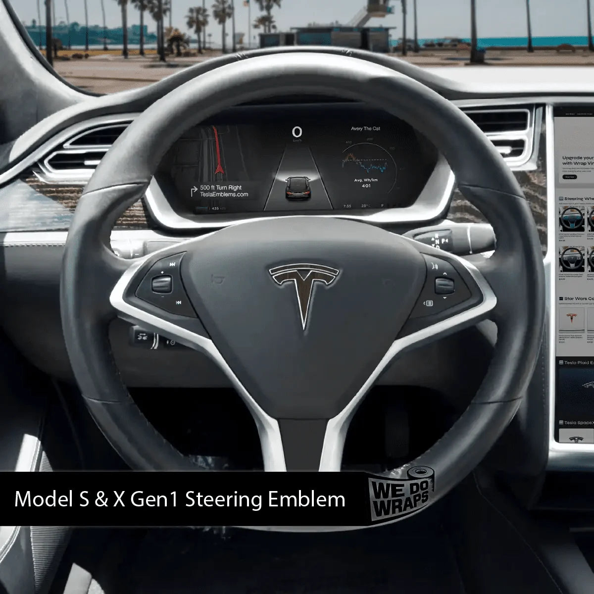 Dark Cherry Woodgrain Tesla Steering Wheel Wrap | Model S