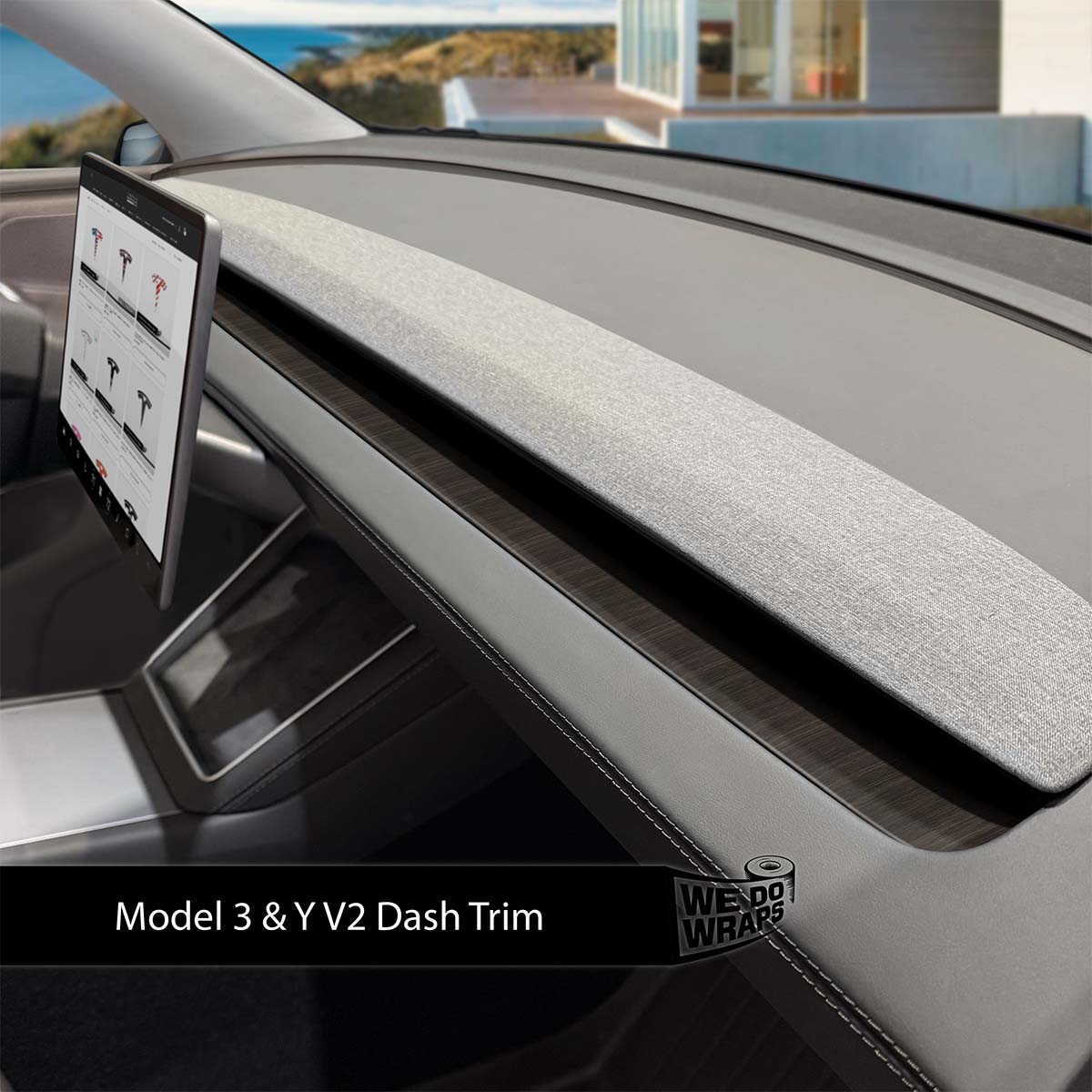 Dark Cherry Woodgrain Tesla Dash Trim Wrap | Model 3 ’24-26 Refresh