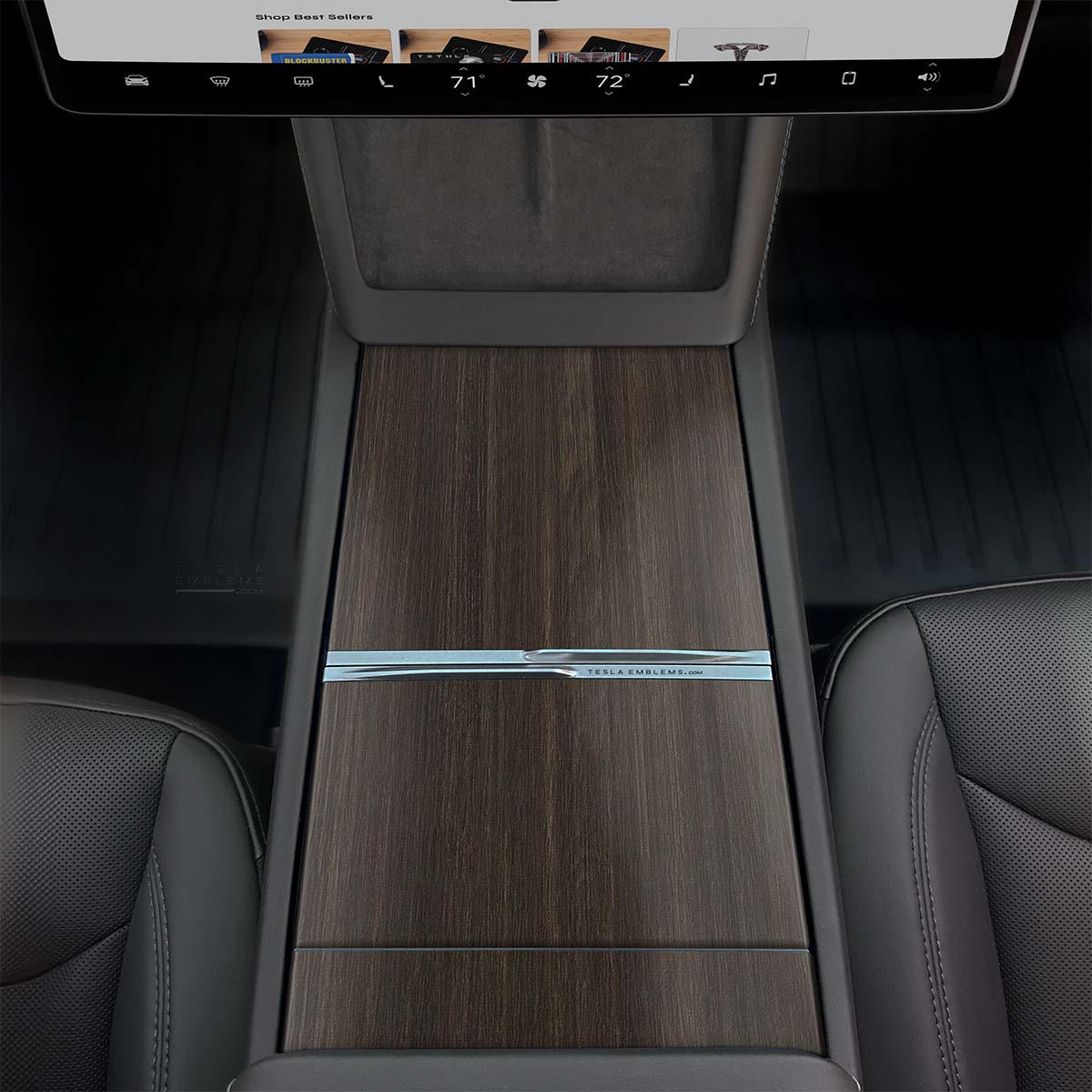 Dark Cherry Woodgrain | Tesla Center Console Wrap Kit | Model 3 '24-26 Refresh