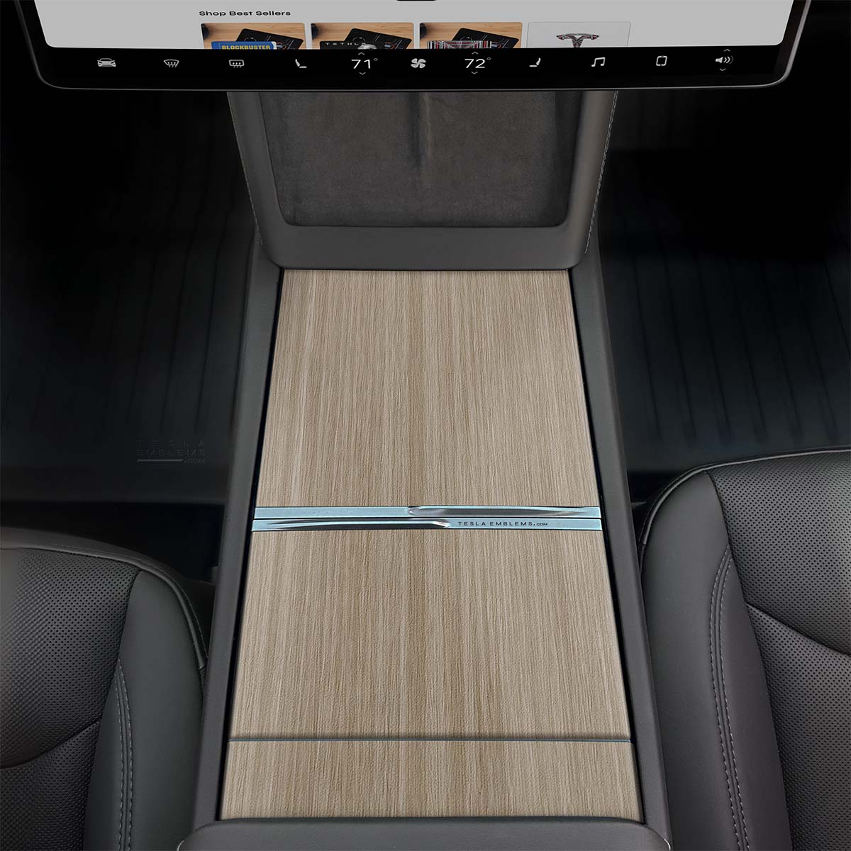White Birch Woodgrain | Tesla Center Console Wrap Kit | Model 3 '24-26 Refresh