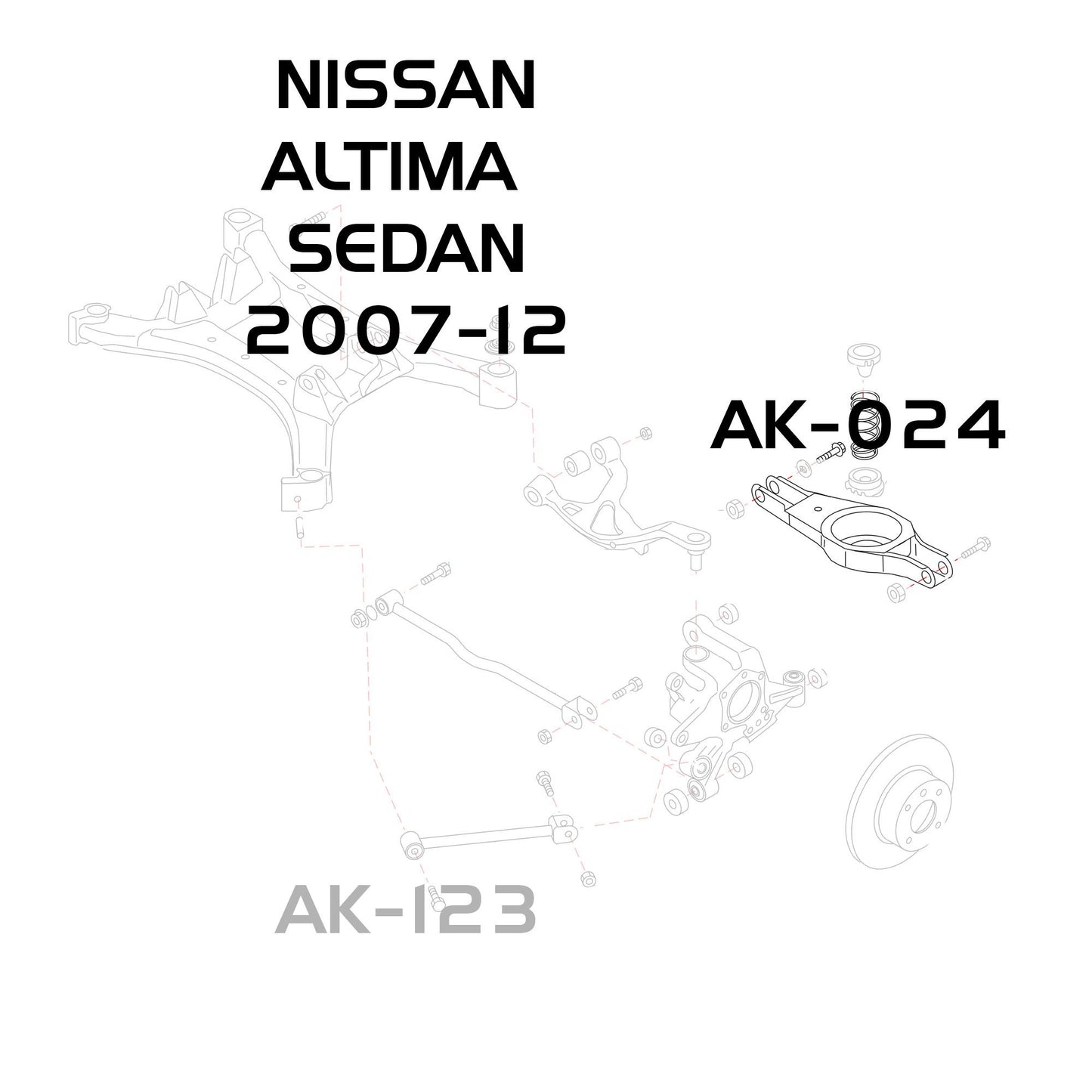 GODSPEED Nissan Altima Sedan (L32) 2007-12 Adjustable Rear Toe Arms Spring Bucket Replacement - Ver. 1