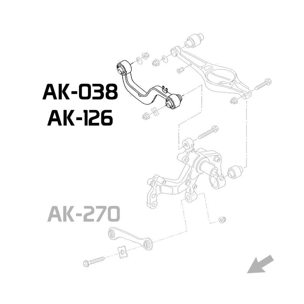 GODSPEED Audi A3 / A3 Quattro (8P) 2006-13 Adjustable Rear Camber Arms With Spherical Bearings