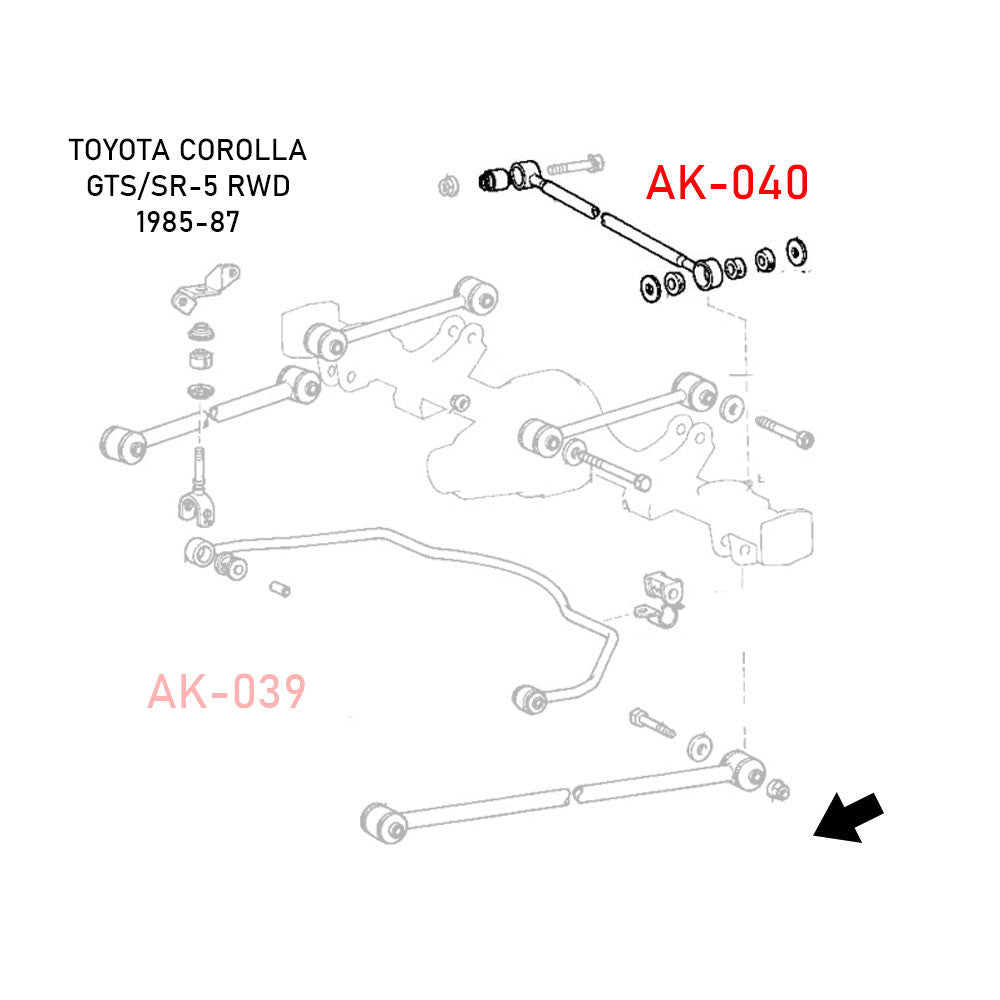 GODSPEED Toyota Corolla RWD (AE86) 1985-87 Rear Adjustable Rear Lateral Rods