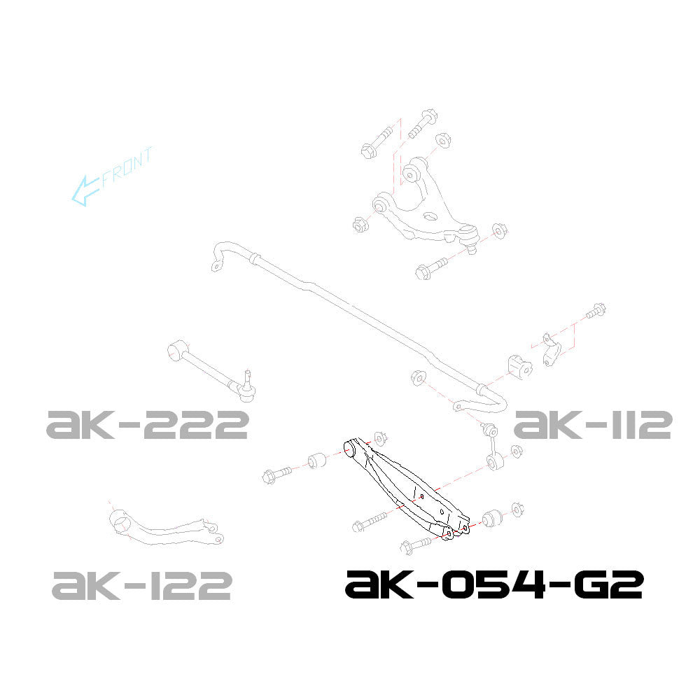 Subaru Impreza (GE/GH/GR/GV/GP/GJ/GK/GT) 2008-22 Gen2 Adjustable Rear Lower Control Arms With Spherical Bearings