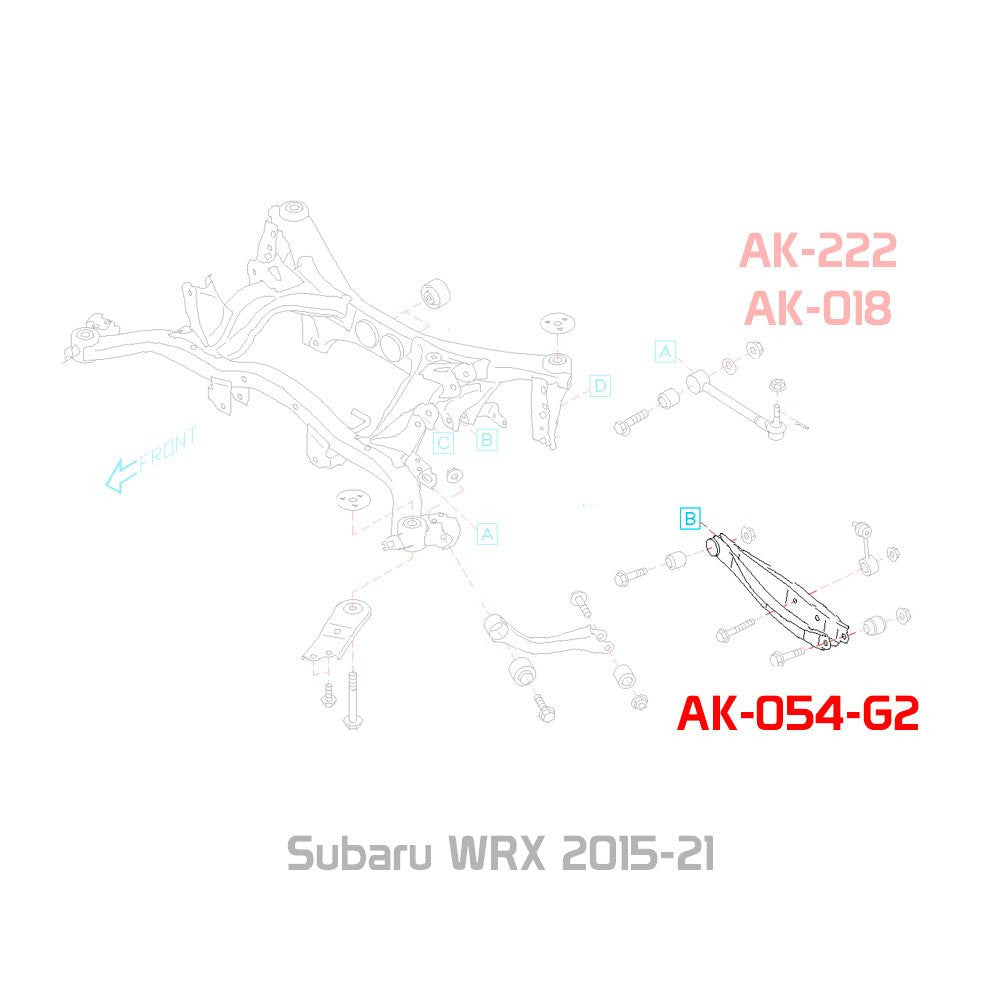 GODSPEED Subaru WRX / WRX STI (VA1/VA2) 2015-21 Gen2 Adjustable Rear Lower Control Arms With Spherical Bearings