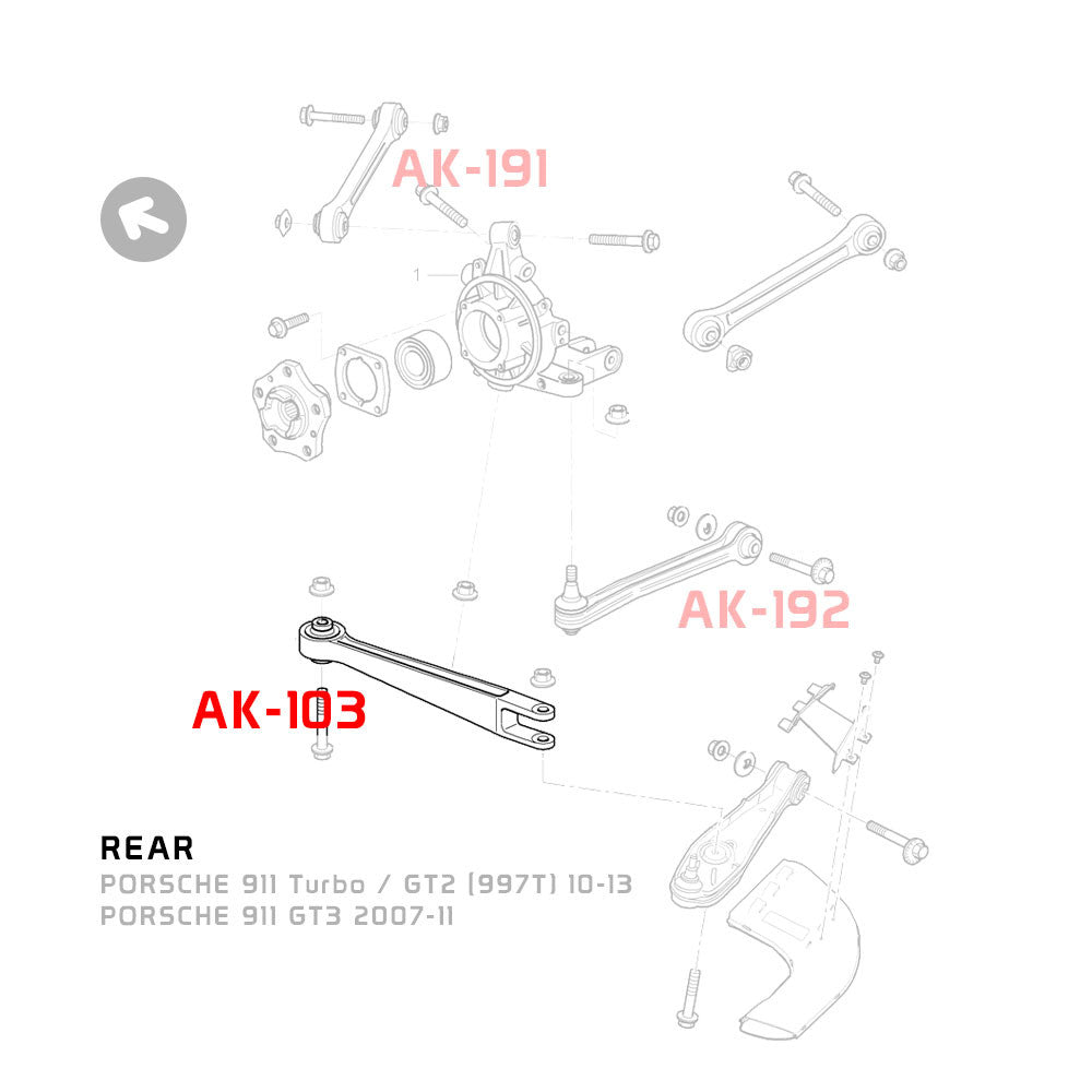 GODSPEED Porsche 911 (997) 2005-12 Adjustable Caster Rear Lower Arms With Spherical Bearings