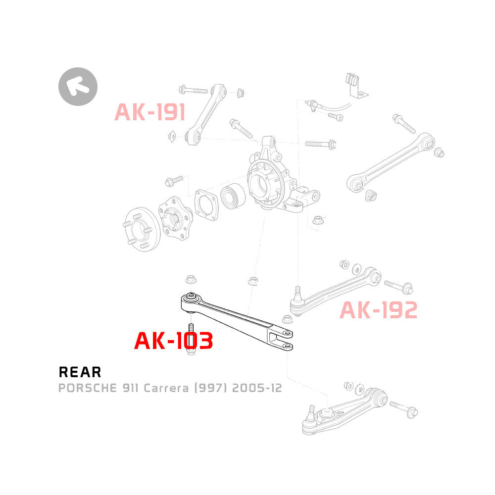GODSPEED Porsche 911 (997) 2005-12 Adjustable Caster Rear Lower Arms With Spherical Bearings