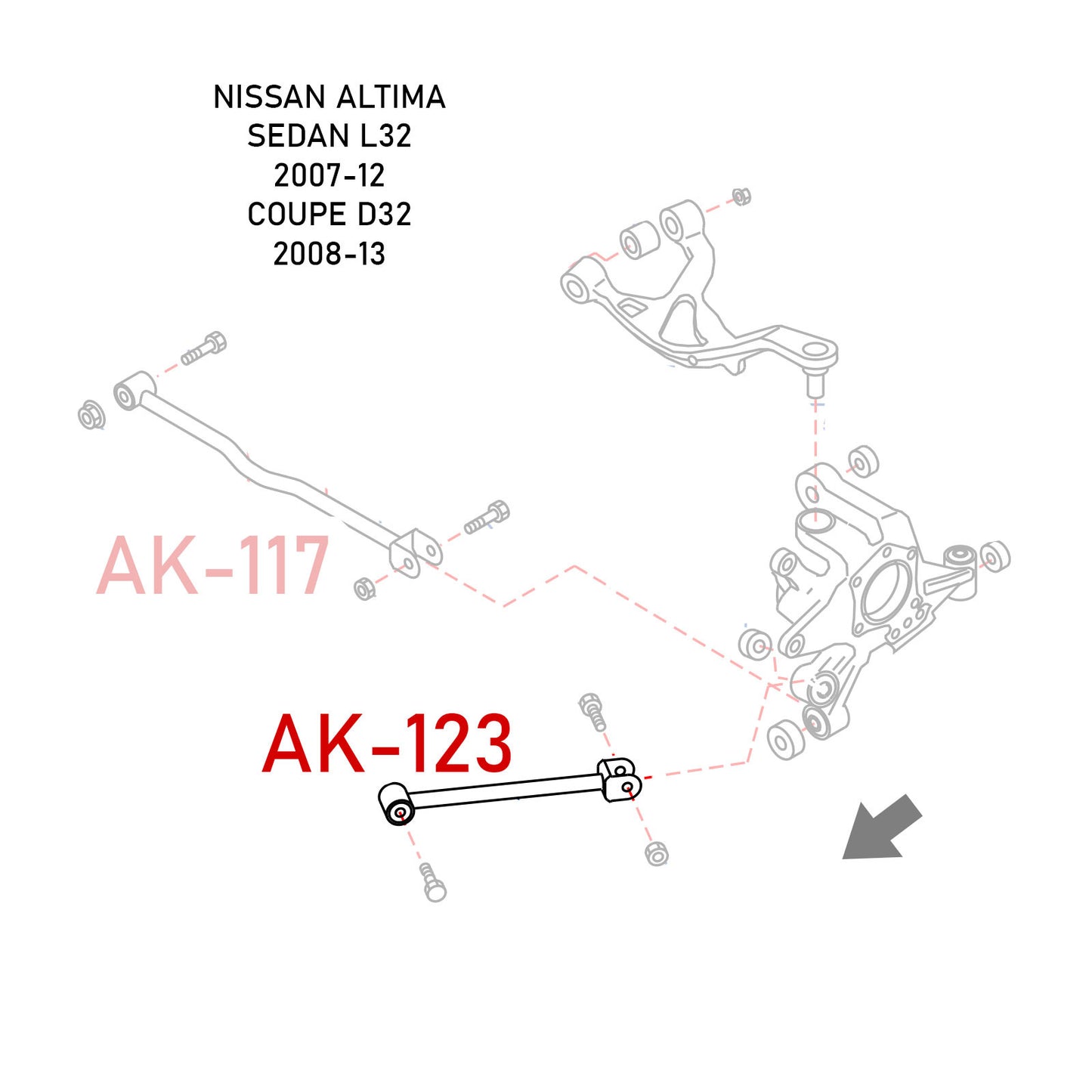 GODSPEED Nissan Altima FWD / AWD (L34) 2019-22 Adjustable Toe Rear Trailing Arms