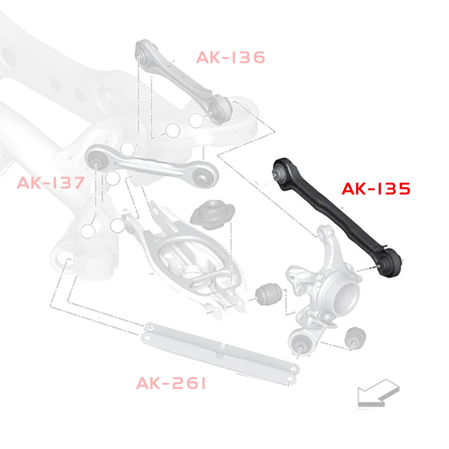 GODSPEED BMW 3-Series (E90/E91/E92/E93) 2006-11 Adjustable Rear Toe Arms With Spherical Bearings